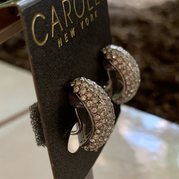 CAROLEE NEW YORK CLIP EARRINGS SILVER AND PAVÈ STONE EARRINGS NEW ON BOARD - Picture 10 of 10